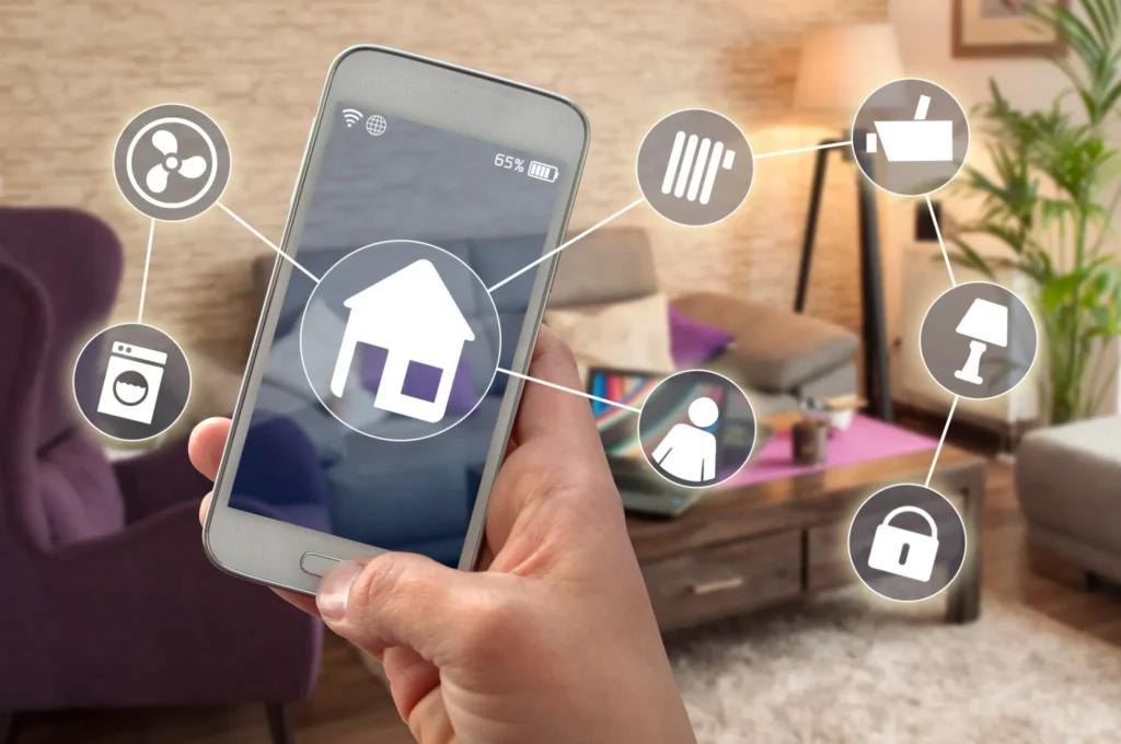 application de contrôle domotique sur smartphone pour gérer les fonctionnalités de la maison